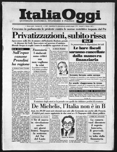 Italia oggi : quotidiano di economia finanza e politica